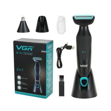 Електробритва-тример VGR V-601 2в1 з підставкою, USB, 90 хв роботи, для сухого та вологого гоління