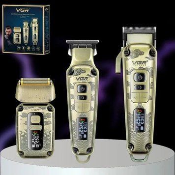 Комплект VGR 3 в 1 V-642 акумуляторна машинка для стриження (clipper), триммер та електробритва (шейвер)