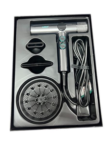 Фен профессиональный VGR V-401 BLACK, 40 уровней обдува 70000 - 110000 RPM, 40 уровней температуры 60&deg;C - 100&deg;C, 3 насадки