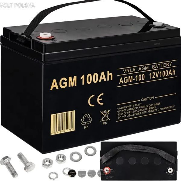 Аккумулятор AGM Volt Polska 12В 100Ач 1200Втч VRLA кислотно-щелочные для дома AGMVP12-100