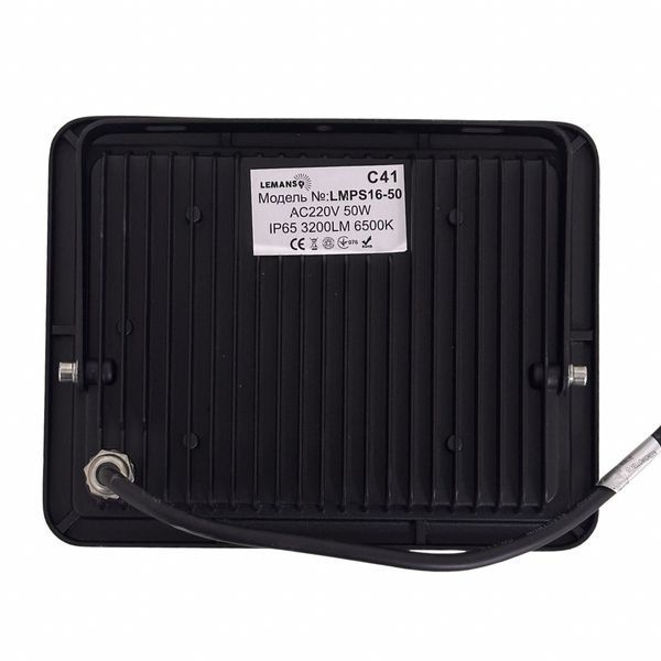 Прожектор LED 50w 6500K IP65 3200LM LEMANSO чорний з мікро. датчиком / LMPS16-50 / затримка викл. 30сек