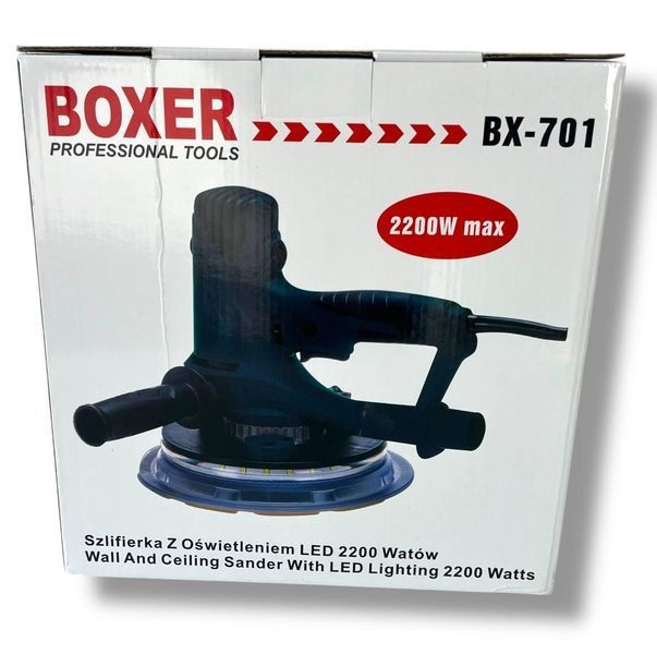 Шліфувальна машина для стін та стелі BOXER BX-701 2200 Вт, 180 мм, LED-підсвітка 360&deg;