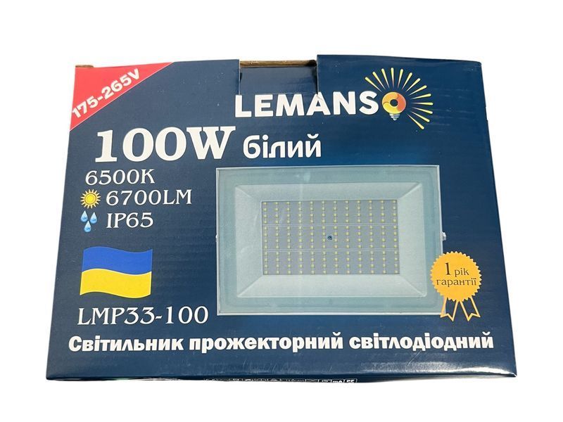 LED прожектор Lemanso LMP33-100 100 Вт для вулиці, фасаду, гаража, складу та будівництва